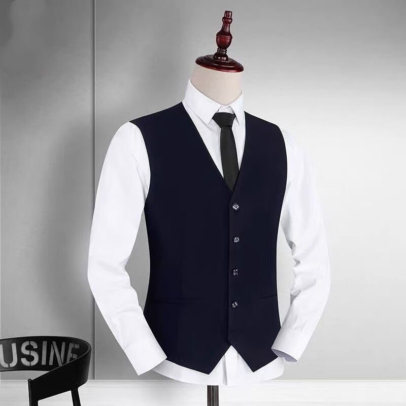 Qian Hong új öltönyös férfi mellénye, tavaszi és őszi öltönymellény, karcsúsított, vállig érő, üzleti mellény, professzionális ruha