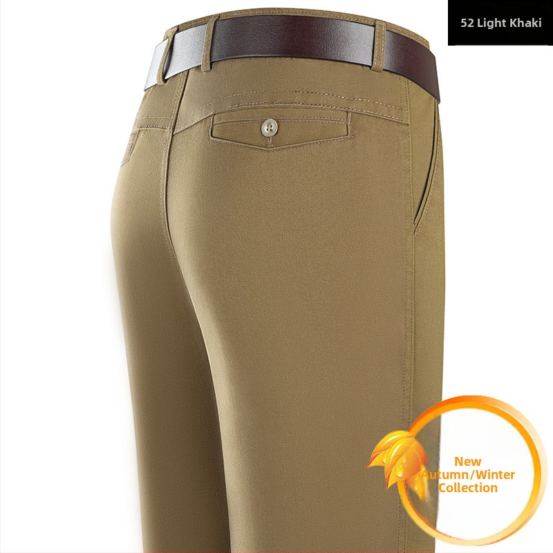 Puhast puuvillast ärilised vabaajapüksid meeste lahtised keskealiste meeste püksid sügiseks ja talveks paksud sirged triikimist mittevajavad pikad püksid isale