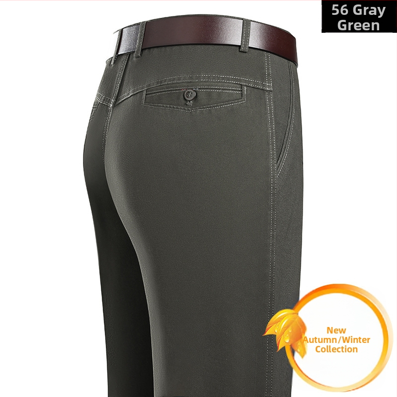 Puhast puuvillast ärilised vabaajapüksid meeste lahtised keskealiste meeste püksid sügiseks ja talveks paksud sirged triikimist mittevajavad pikad püksid isale