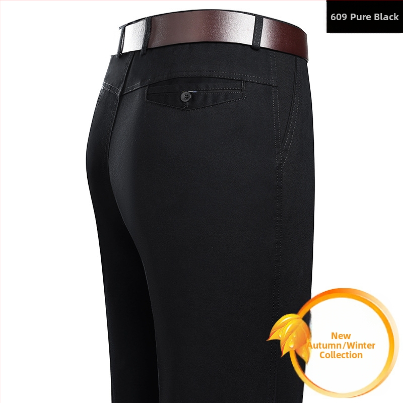 Puhast puuvillast ärilised vabaajapüksid meeste lahtised keskealiste meeste püksid sügiseks ja talveks paksud sirged triikimist mittevajavad pikad püksid isale