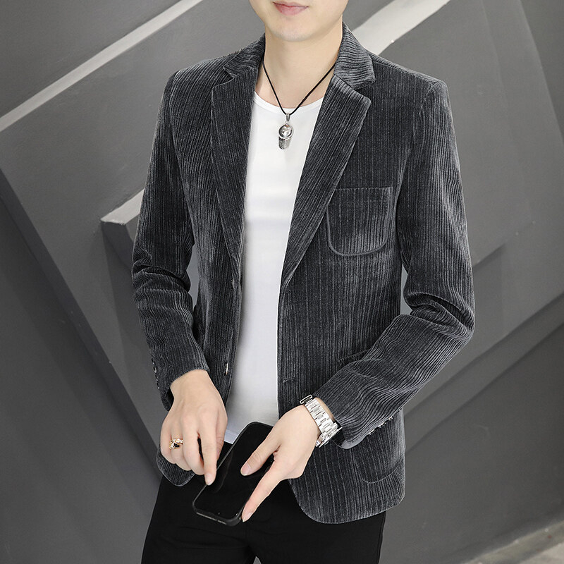 Crossborder Generation samta pavasara un rudens galvenais spiešanas uzvalka mētelis ar divām pogām, pieguļošs, vienkrāsains vesterna stila mētelis 237390, pelēks