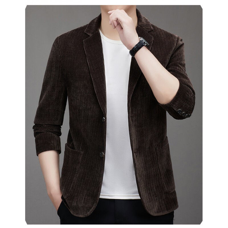 Crossborder Generation samta pavasara un rudens galvenais spiešanas uzvalka mētelis ar divām pogām, pieguļošs, vienkrāsains vesterna stila mētelis 237390, pelēks