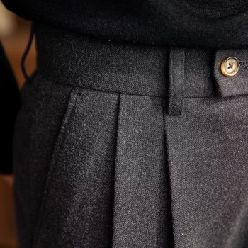 Ανδρικό παντελόνι κοστουμιού υψηλής ποιότητας, ιταλικό παριζιάνικο παντελόνι κοστουμιού με αγκράφα, μάλλινο παντελόνι 9 σημείων, που δεν σιδερώνεται, All-match