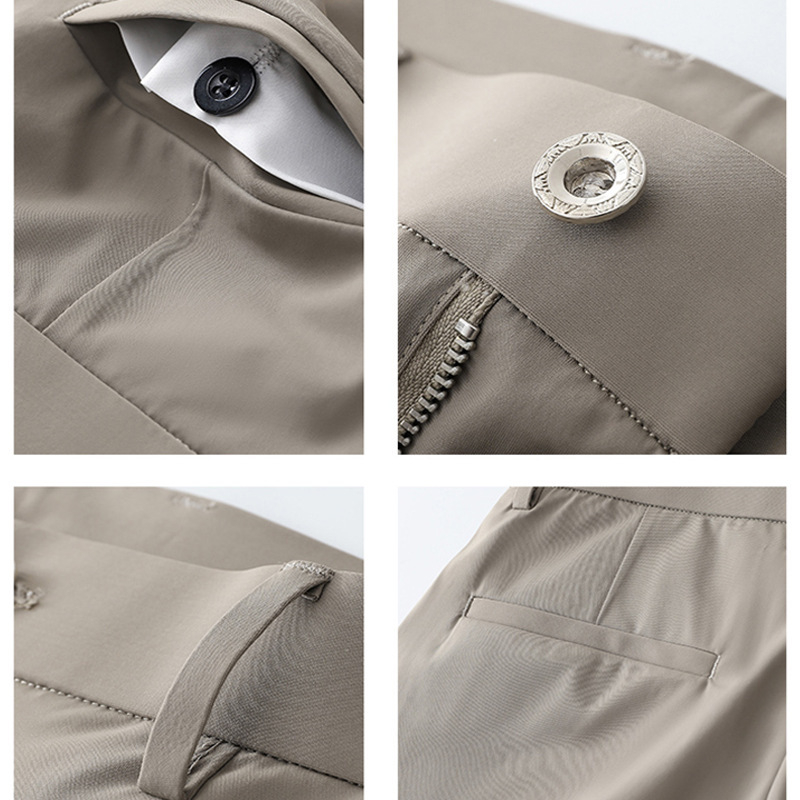 Pantaloni de mătase de gheață pentru bărbați, de înaltă calitate, drepți, la modă, pentru bărbați, de afaceri, casual, pantaloni subțiri cu elastic ridicat, agățați