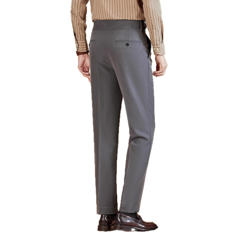 Pantaloni de costum formal casual pentru bărbați, cu talie înaltă, Hailimengsi, fără călcat, italieni, cu o singură pliere, Napoli