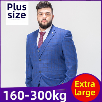 Didelio dydžio vyriškas laisvas rudens ir žiemos vidutinio amžiaus laisvalaikio verslo kostiumas, plius dydžio storas vyras, riebus korėjietiško stiliaus gražus kostiumas