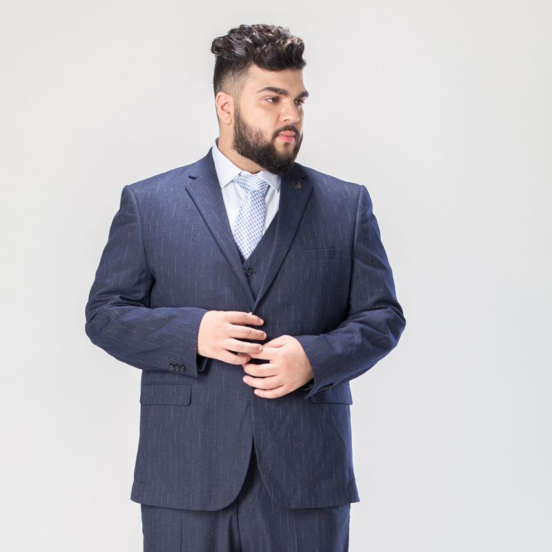 Didelio dydžio vyriškas laisvas rudens ir žiemos vidutinio amžiaus laisvalaikio verslo kostiumas, plius dydžio storas vyras, riebus korėjietiško stiliaus gražus kostiumas