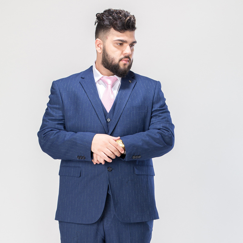 Didelio dydžio vyriškas laisvas rudens ir žiemos vidutinio amžiaus laisvalaikio verslo kostiumas, plius dydžio storas vyras, riebus korėjietiško stiliaus gražus kostiumas