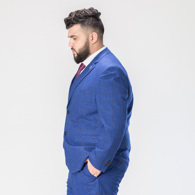 Didelio dydžio vyriškas laisvas rudens ir žiemos vidutinio amžiaus laisvalaikio verslo kostiumas, plius dydžio storas vyras, riebus korėjietiško stiliaus gražus kostiumas