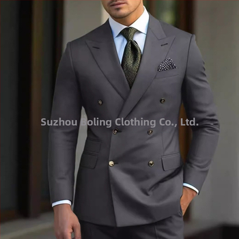 Нов мъжки костюм Amazon, ежедневен бизнес костюм, мъжки костюм, рокля от две части за бална вечеря