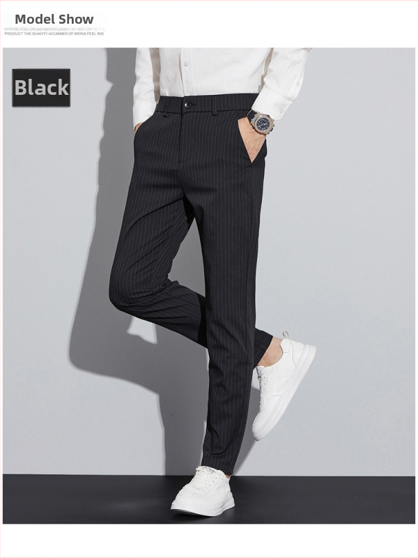 Pantaloni casual pentru bărbați, toamnă, modă nouă, versatil, pantaloni cu dungi pentru tineri, la modă, slim, drepți, costum de afaceri