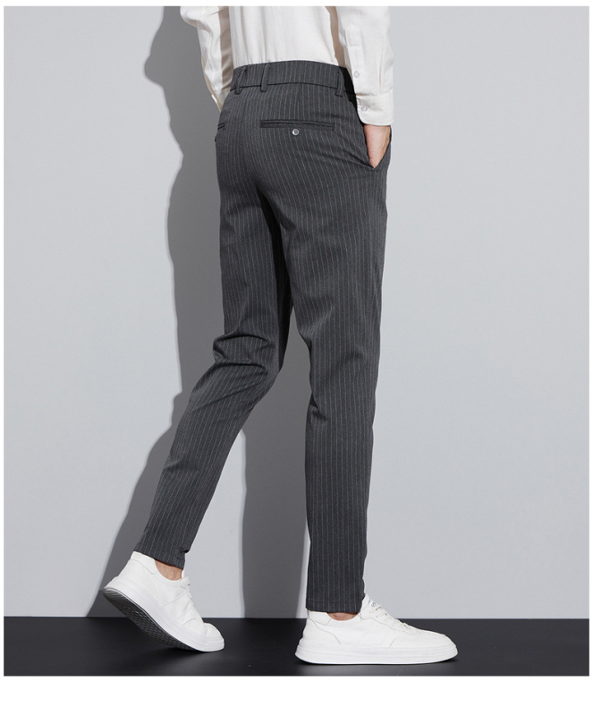 Pantaloni casual pentru bărbați, toamnă, modă nouă, versatil, pantaloni cu dungi pentru tineri, la modă, slim, drepți, costum de afaceri