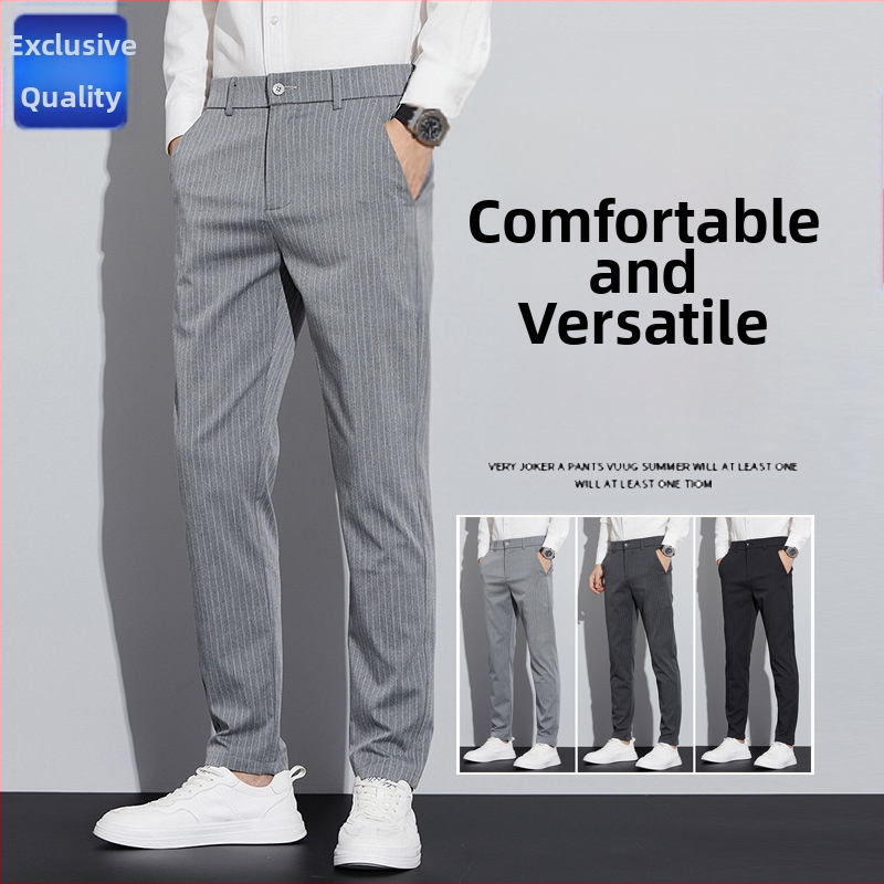 Pantaloni casual pentru bărbați, toamnă, modă nouă, versatil, pantaloni cu dungi pentru tineri, la modă, slim, drepți, costum de afaceri