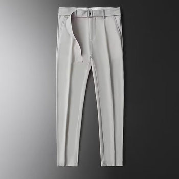 Pantaloni scurți ultra-subțiri de mătase de gheață pentru bărbați, pantaloni lungi, stil business, slim fit, drapaj, casual, costum