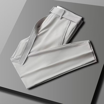 Παντελόνι Summer Ice Silk Ultra-thin Cropped Ανδρικό Business Advanced Sense Slim-fit με Ντραπέ, Casual, Μακρύ Παντελόνι Ανδρικό