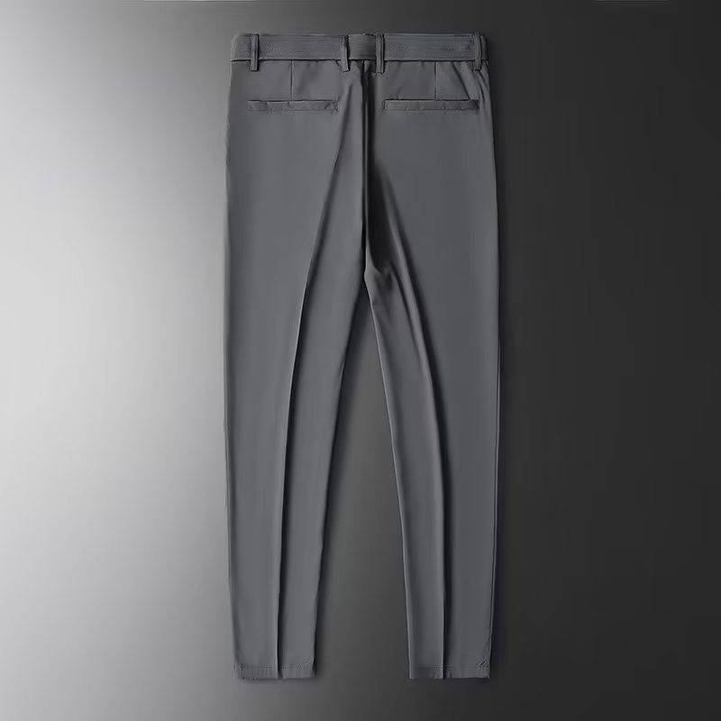 Pantaloni scurți ultra-subțiri de mătase de gheață pentru bărbați, pantaloni lungi, stil business, slim fit, drapaj, casual, costum