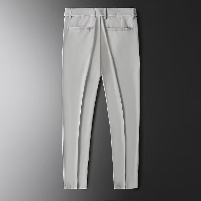 Pantaloni scurți ultra-subțiri de mătase de gheață pentru bărbați, pantaloni lungi, stil business, slim fit, drapaj, casual, costum