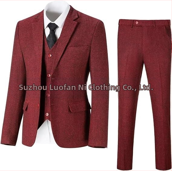 Nový pánsky svadobný oblek so vzorom rybej kosti od Amazonu, úzky trojdielny oblek, svadobný pánsky oblek do práce a na voľný čas, darček