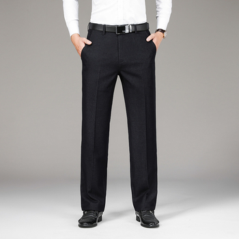 Παντελόνι casual με επένδυση από φλις, για άνδρες μεσήλικες, φθινοπωρινό και χειμωνιάτικο, μεσήλικες και ηλικιωμένους, φαρδύ, ίσιο επαγγελματικό κοστούμι για μπαμπά, παντελόνι plus size.
