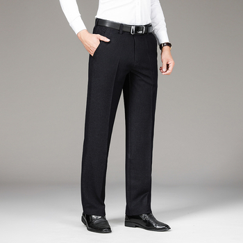 Παντελόνι casual με επένδυση από φλις, για άνδρες μεσήλικες, φθινοπωρινό και χειμωνιάτικο, μεσήλικες και ηλικιωμένους, φαρδύ, ίσιο επαγγελματικό κοστούμι για μπαμπά, παντελόνι plus size.