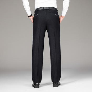 Παντελόνι casual με επένδυση από φλις, για άνδρες μεσήλικες, φθινοπωρινό και χειμωνιάτικο, μεσήλικες και ηλικιωμένους, φαρδύ, ίσιο επαγγελματικό κοστούμι για μπαμπά, παντελόνι plus size.