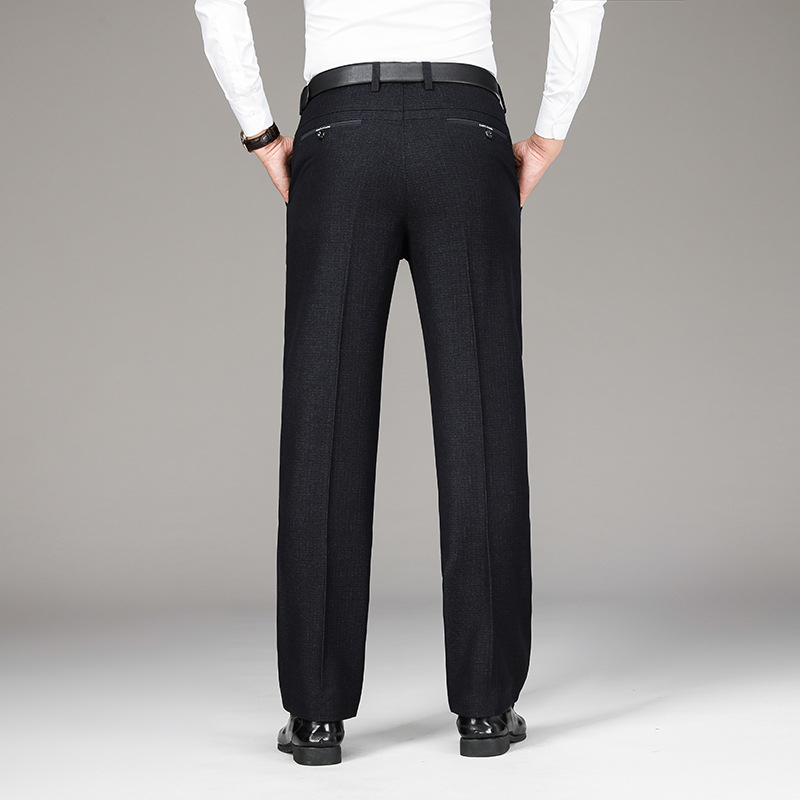 Pantaloni casual îngroșați cu căptușeală din fleece pentru bărbați, de vârstă mijlocie, de toamnă și de iarnă, de vârstă mijlocie și vârstnici, lejeri, drepți, costum de afaceri pentru tată, pantaloni plus size