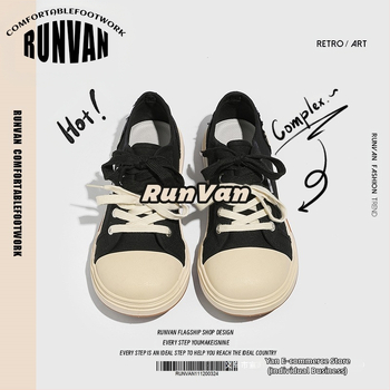 2024. gada jaunā ierašanās rudens pavasara un rudens audekla apavi vīriešu ikdienas, moderni, universāli apavi ar lielu galvu, Mikija pāris, divi auduma apavu pāri