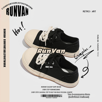 2024. gada jaunā ierašanās rudens pavasara un rudens audekla apavi vīriešu ikdienas, moderni, universāli apavi ar lielu galvu, Mikija pāris, divi auduma apavu pāri