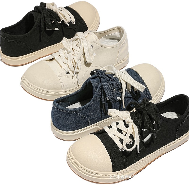 2024. gada jaunā ierašanās rudens pavasara un rudens audekla apavi vīriešu ikdienas, moderni, universāli apavi ar lielu galvu, Mikija pāris, divi auduma apavu pāri