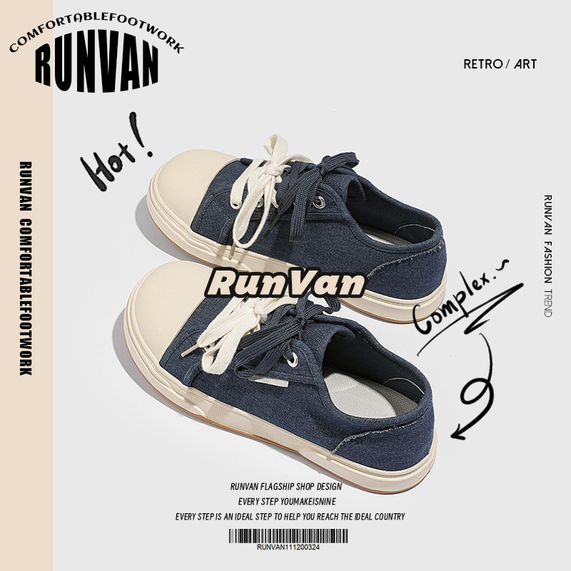 2024. gada jaunā ierašanās rudens pavasara un rudens audekla apavi vīriešu ikdienas, moderni, universāli apavi ar lielu galvu, Mikija pāris, divi auduma apavu pāri