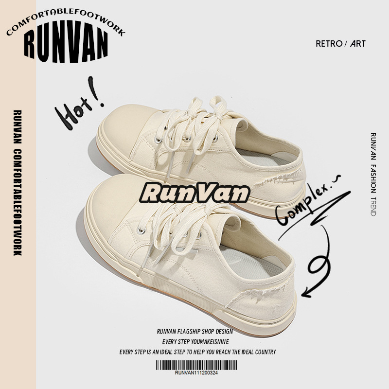 2024. gada jaunā ierašanās rudens pavasara un rudens audekla apavi vīriešu ikdienas, moderni, universāli apavi ar lielu galvu, Mikija pāris, divi auduma apavu pāri