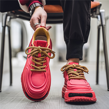 Raging Bull γνήσια ανδρικά παπούτσια 2024 φθινόπωρο νέα δερμάτινα αναπνεύσιμα casual sneaker με χοντρή σόλα και αυξημένη Torre παπούτσια