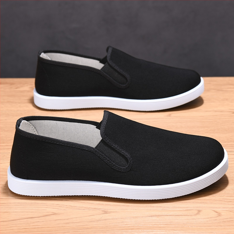 Стари пекински платнени обувки Мъжки обувки без връзки Мъжки работни обувки Ежедневни дишащи обувки с мека подметка Платнени обувки за татко