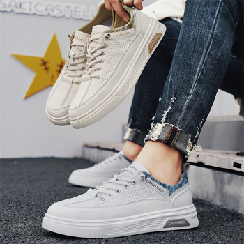 Απλά, άνετα παπούτσια με χοντρή σόλα, ανδρικά παπούτσια με μαλακή σόλα, άνετα λευκά παπούτσια, νέα, άνετα παπούτσια με μαλακή σόλα, ανδρικά