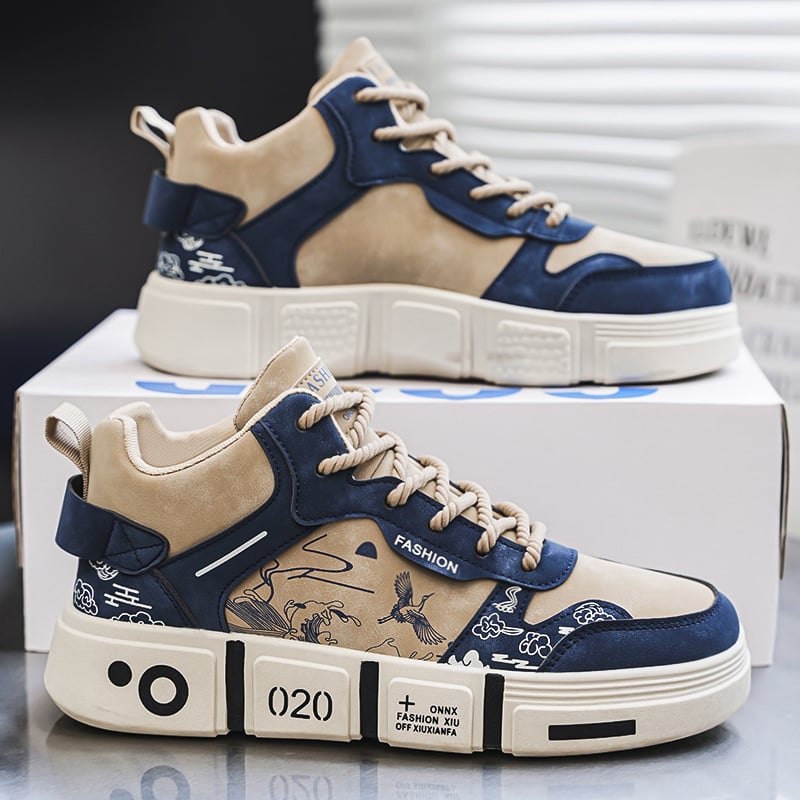 Pánske zimné topánky, nové módne univerzálne pánske vysoké ležérne topánky s hrubou podrážkou, zvýšená ľahká športová obuv Pingxu Heng 6 Season