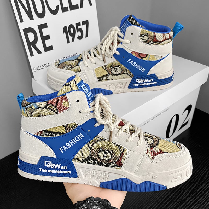 2023 Nové jesenné pánske plátené topánky s vysokým topom v hongkonskom štýle, ležérne tenisky s výklenkom, pánska obuv Douyin Live Broadcast Sports