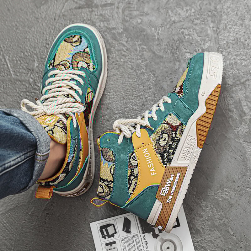 2023 Nové jesenné pánske plátené topánky s vysokým topom v hongkonskom štýle, ležérne tenisky s výklenkom, pánska obuv Douyin Live Broadcast Sports