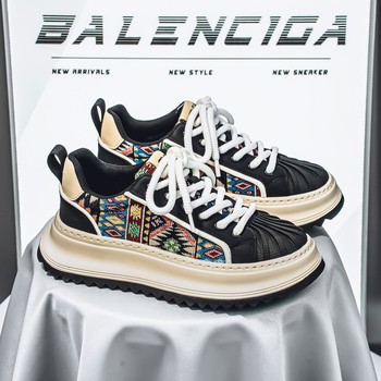 Muške cipele Proljeće i jesen 2025. Novi unos Luksuzne višenamjenske modne moderne cipele Nacionalno trendi internetske poznate muške ležerne cipele s debelim potplatom i okruglim vrhom