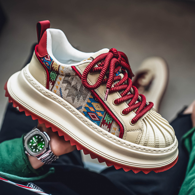 Muške cipele Proljeće i jesen 2025. Novi unos Luksuzne višenamjenske modne moderne cipele Nacionalno trendi internetske poznate muške ležerne cipele s debelim potplatom i okruglim vrhom