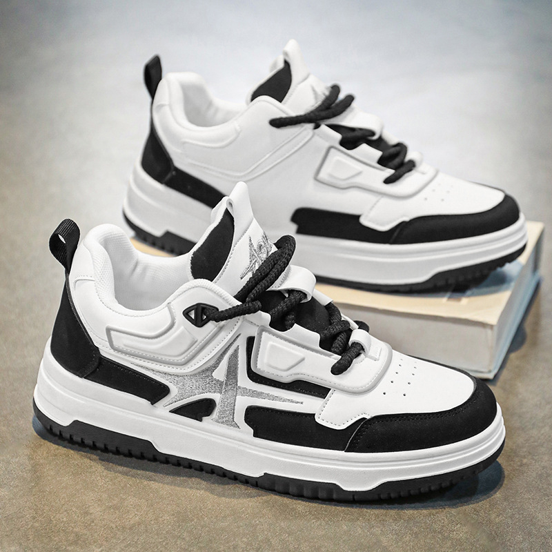 Pantofi de sport pentru bărbați, pantofi sport din piele, impermeabili, cu creștere în înălțime, de primăvară, de înaltă calitate, casual, cu plată, pentru tineret, albi