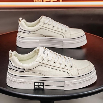 Vīriešu ikdienas apavi ar zemu augšdaļu, biezu zoli un audekla apavi no pārrobežu plus izmēra 2025. gada pavasara sprādzieniem.