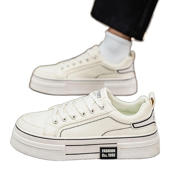 Vīriešu ikdienas apavi ar zemu augšdaļu, biezu zoli un audekla apavi no pārrobežu plus izmēra 2025. gada pavasara sprādzieniem.