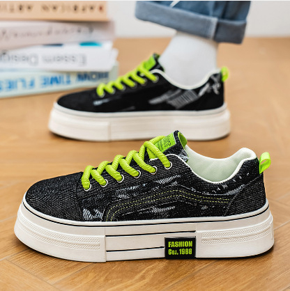 Vīriešu ikdienas apavi ar zemu augšdaļu, biezu zoli un audekla apavi no pārrobežu plus izmēra 2025. gada pavasara sprādzieniem.