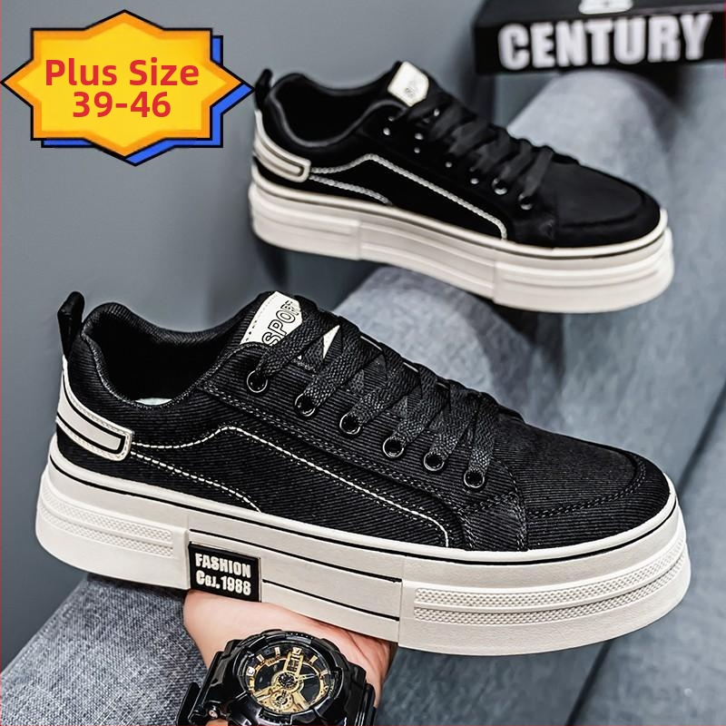 Vīriešu ikdienas apavi ar zemu augšdaļu, biezu zoli un audekla apavi no pārrobežu plus izmēra 2025. gada pavasara sprādzieniem.