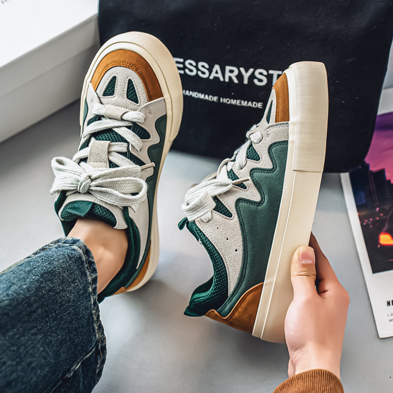 Apavi vīriešiem, moderni pavasara dizaina apavi, zema augšdaļa, ikdienas audekla apavi, vidusskolas skolēniem, moderni universāli sporta dēļu apavi ar biezu zoli.