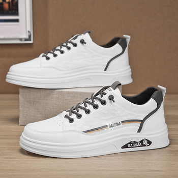 2025 m. pavasario nauji užmaunami odiniai vandeniui atsparūs sportbačiai su minkštu padu, didėjantys laisvalaikio balti batai, universalūs, madingi studentų batai