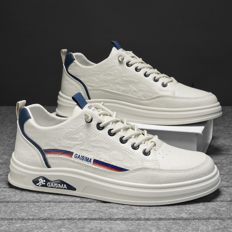 2025 m. pavasario nauji užmaunami odiniai vandeniui atsparūs sportbačiai su minkštu padu, didėjantys laisvalaikio balti batai, universalūs, madingi studentų batai