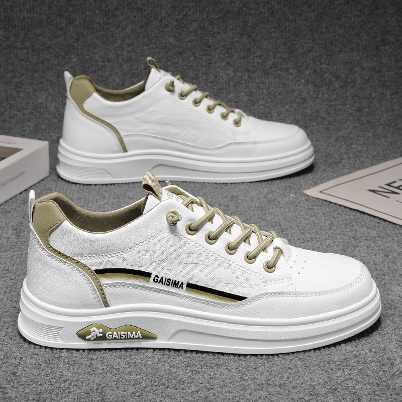 2025 m. pavasario nauji užmaunami odiniai vandeniui atsparūs sportbačiai su minkštu padu, didėjantys laisvalaikio balti batai, universalūs, madingi studentų batai