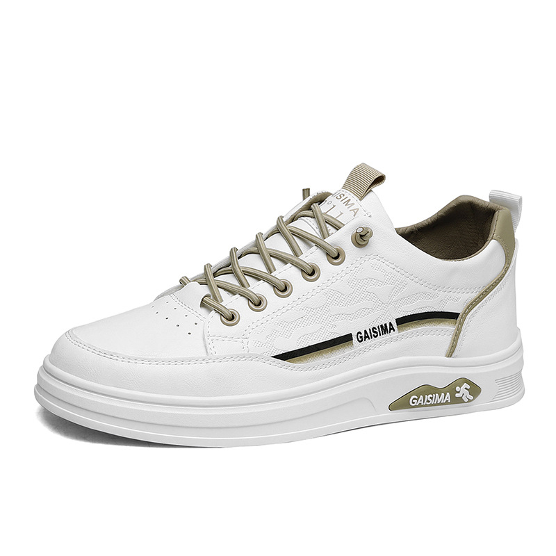 2025 m. pavasario nauji užmaunami odiniai vandeniui atsparūs sportbačiai su minkštu padu, didėjantys laisvalaikio balti batai, universalūs, madingi studentų batai