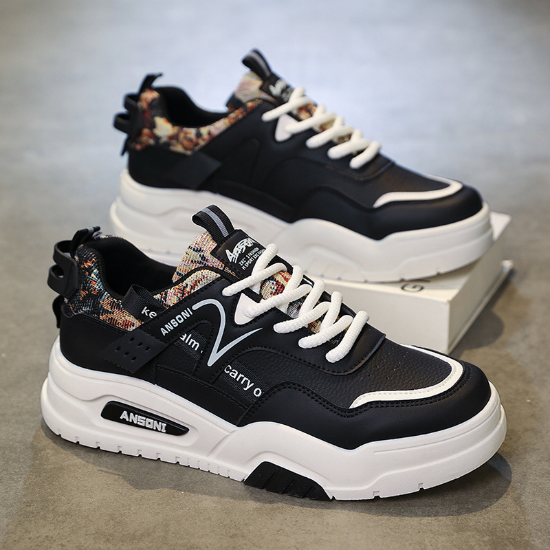 Ielas stila baltas kedas vīriešu studentiem, korejiešu versijas ādas sporta moderni apavi, 2025. gada rudens ikdienas daudzpusīgi hiphopa ielu deju apavi